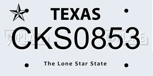 CKS0853 Texas License Plate