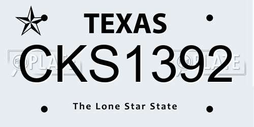 CKS1392 Texas License Plate