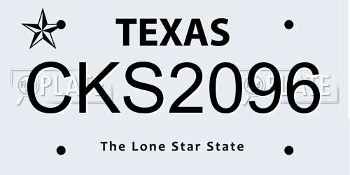 CKS2096 Texas License Plate