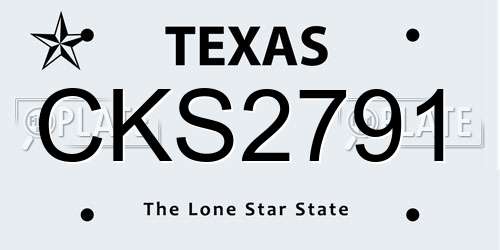 CKS2791 Texas License Plate