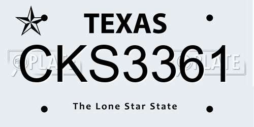 CKS3361 Texas License Plate