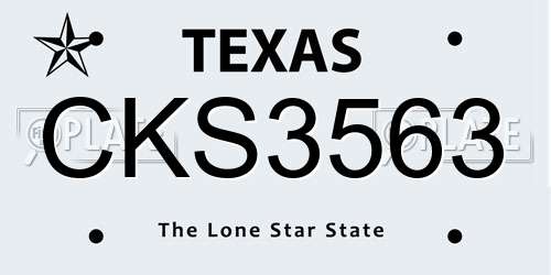 CKS3563 Texas License Plate