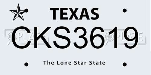 CKS3619 Texas License Plate