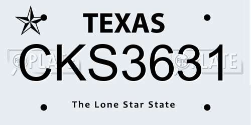 CKS3631 Texas License Plate