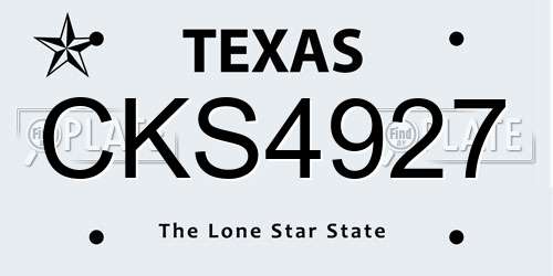CKS4927 Texas License Plate