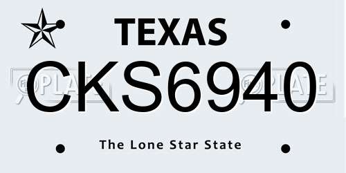 CKS6940 Texas License Plate