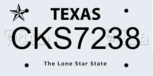 CKS7238 Texas License Plate