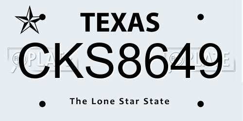 CKS8649 Texas License Plate