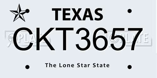 CKT3657 Texas License Plate