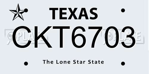 CKT6703 Texas License Plate