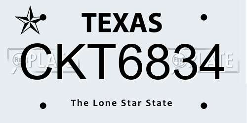 CKT6834 Texas License Plate