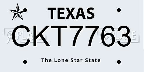 CKT7763 Texas License Plate