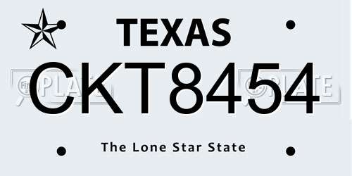 CKT8454 Texas License Plate
