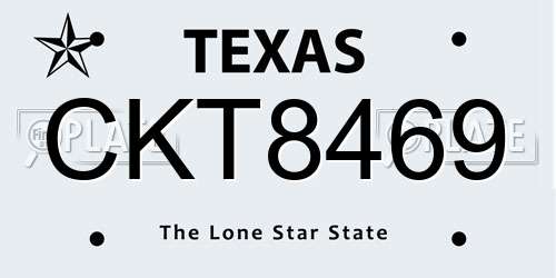 CKT8469 Texas License Plate