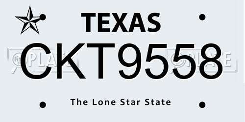 CKT9558 Texas License Plate