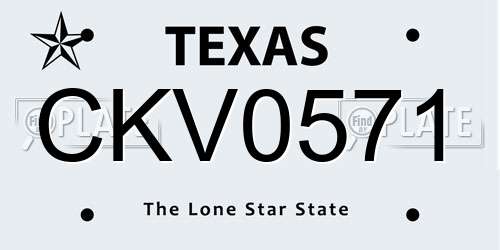 CKV0571 Texas License Plate