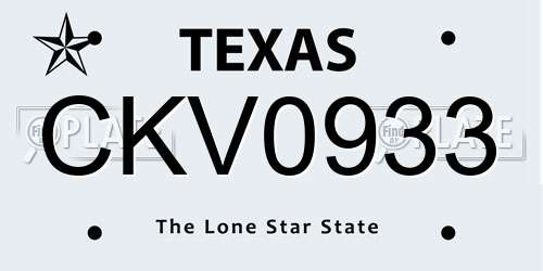 CKV0933 Texas License Plate
