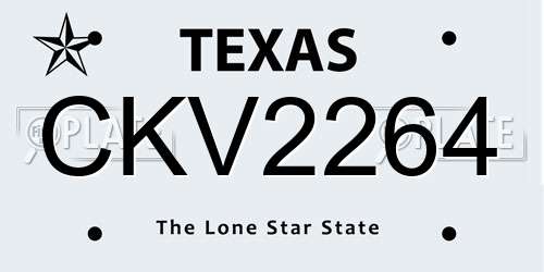 CKV2264 Texas License Plate
