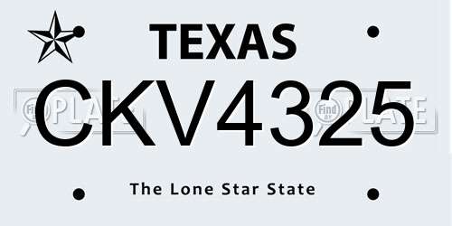 CKV4325 Texas License Plate