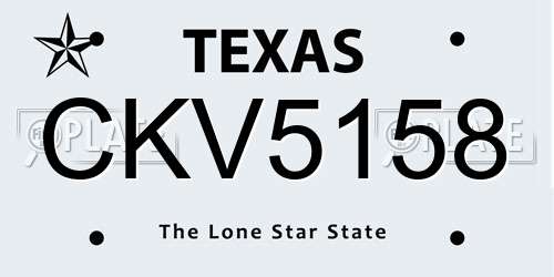 CKV5158 Texas License Plate