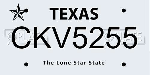 CKV5255 Texas License Plate