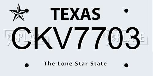 CKV7703 Texas License Plate
