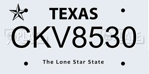 CKV8530 Texas License Plate