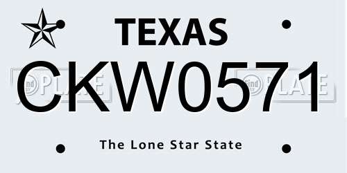 CKW0571 Texas License Plate