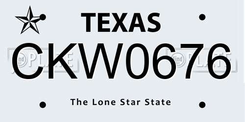 CKW0676 Texas License Plate