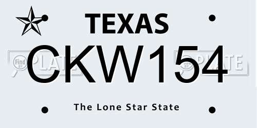 CKW154 Texas License Plate
