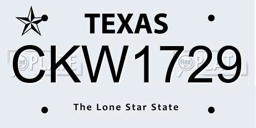 CKW1729 Texas License Plate