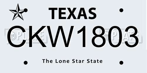 CKW1803 Texas License Plate