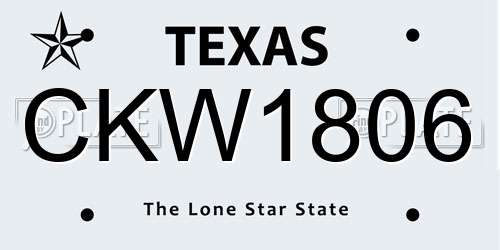 CKW1806 Texas License Plate