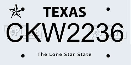CKW2236 Texas License Plate