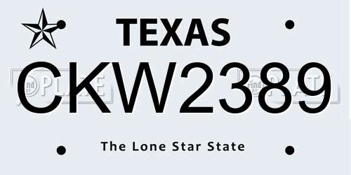 CKW2389 Texas License Plate