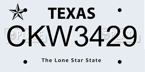 CKW3429 Texas License Plate