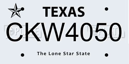 CKW4050 Texas License Plate