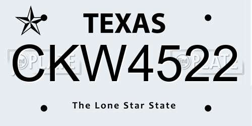 CKW4522 Texas License Plate