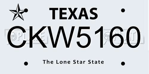 CKW5160 Texas License Plate