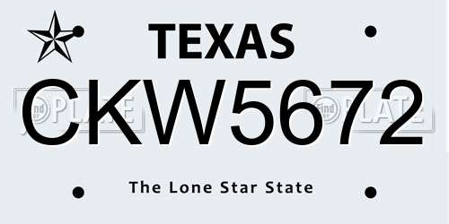CKW5672 Texas License Plate