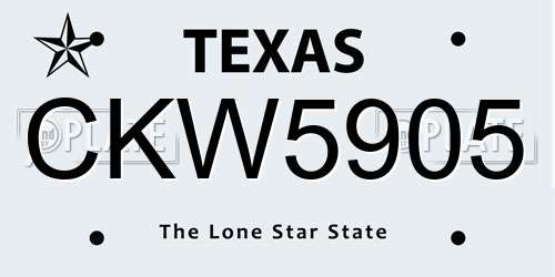 CKW5905 Texas License Plate
