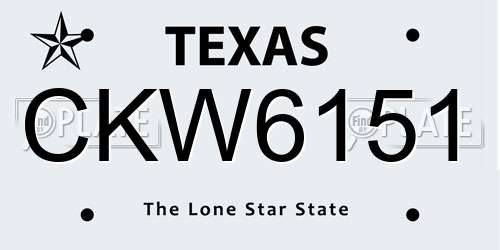 CKW6151 Texas License Plate