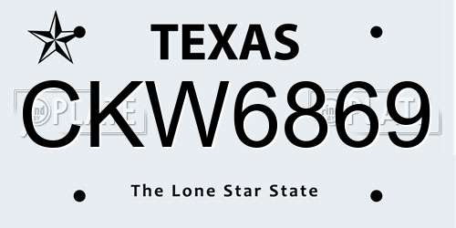 CKW6869 Texas License Plate