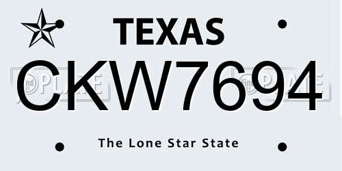 CKW7694 Texas License Plate