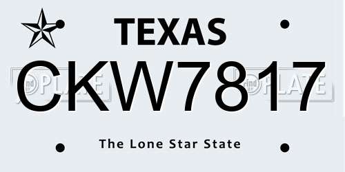 CKW7817 Texas License Plate