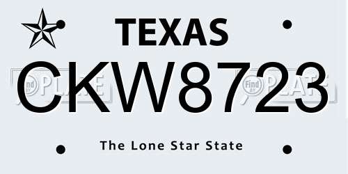 CKW8723 Texas License Plate