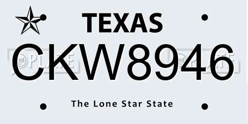 CKW8946 Texas License Plate