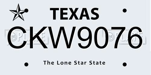 CKW9076 Texas License Plate