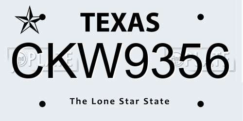 CKW9356 Texas License Plate