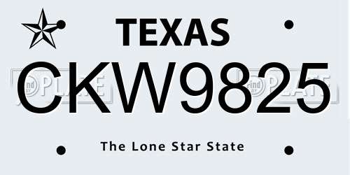 CKW9825 Texas License Plate